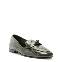 Clarita Belgian Crocco Loafer in Sage Leaf