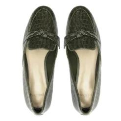 Clarita Belgian Crocco Loafer in Sage Leaf