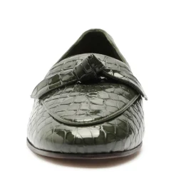 Clarita Belgian Crocco Loafer in Sage Leaf