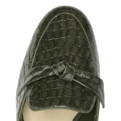 Clarita Belgian Crocco Loafer in Sage Leaf