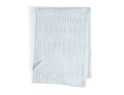 Classic Combed Cotton Cable Knit Baby Blanket in Pearl Blue