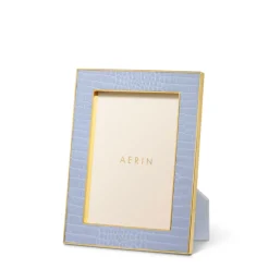 Classic Croc Leather Frame, Hydrangea Blue 5 x 7