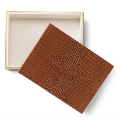 Classic Croc Leather Large Box in Chestnut