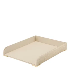 Classic Croc Leather Paper Tray in Fawn