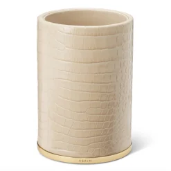 Classic Croc Leather Pencil Cup in Fawn