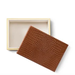 Classic Croc Leather Small Box in Chestnut