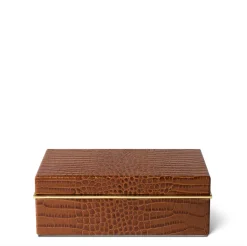 Classic Croc Leather Small Box in Chestnut