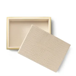 Classic Croc Leather Small Box in Fawn