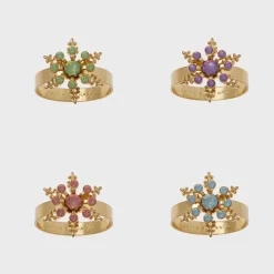 Classic Snowflake Skinny Napkin Rings in Pastel, Set of Four