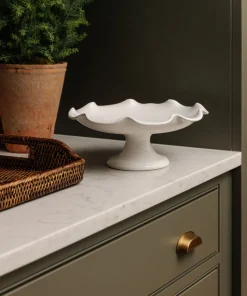 Claudia Wavy Footed Bowl in White