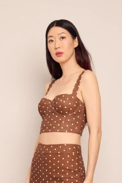 Claudine Top in Dots Khaki