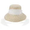 Clematis Bucket Hat With Antique Eyelet Scalloped Lace Ribbon
