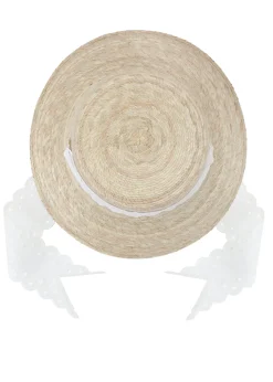 Clematis Bucket Hat With Antique Eyelet Scalloped Lace Ribbon