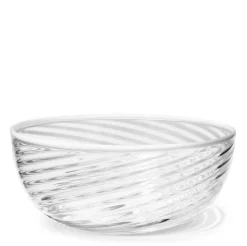 Clementina Swirl Texture Large Bowl with White Rim