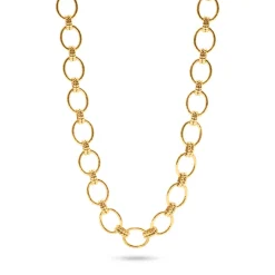 Cleopatra Grande Link Necklace in Hammered Gold