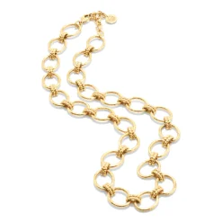 Cleopatra Grande Link Necklace in Hammered Gold