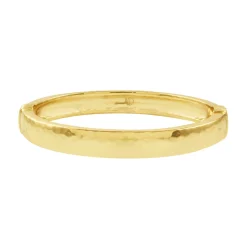 Cleopatra Oval Hinged Bangle in Hammered Gold