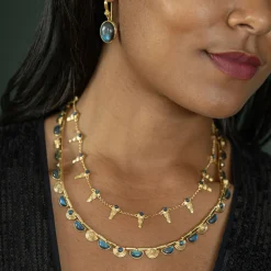 Cleopatra Ra Gem Necklace in Blue Labradorite