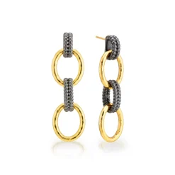 Cleopatra Regal Double Link Earrings in Gold/Midnight