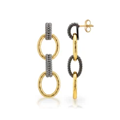 Cleopatra Regal Double Link Earrings in Gold/Midnight