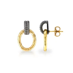 Cleopatra Regal Link Earrings in Gold/Midnight