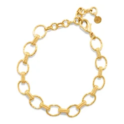 Cleopatra Small Link Bracelet in Hammered Gold