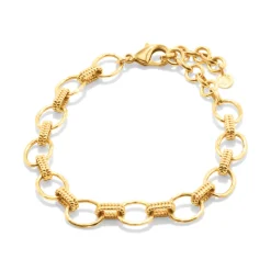 Cleopatra Small Link Bracelet in Hammered Gold