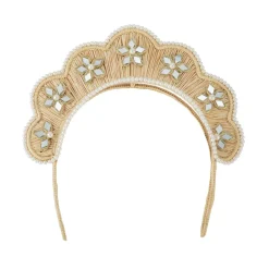 Cloud Shaped Iraca Stars Mirror & Pearls Headpiece