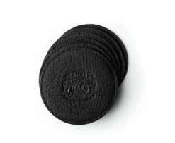 Coaster Set in Vintage Black Leather