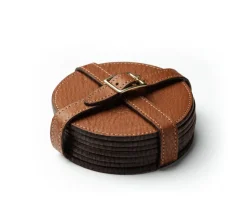 Coaster Set in Vintage Chestnut Leather