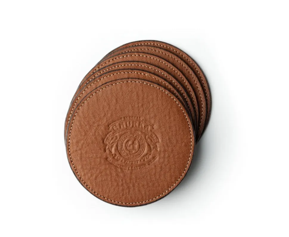 Coaster Set in Vintage Chestnut Leather