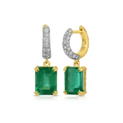 Cobblestone Micro Diamond Hoop with Emerald