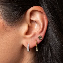 Cobblestone Petite Diamond Hoop