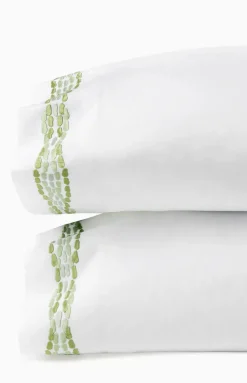 Cobblestones Pillowcase in White & Green