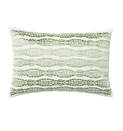 Cobblestones 12x18" Decorative Pillow in White & Green