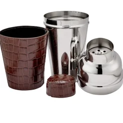 Cocktail Shaker in Crocodile Embossed Leather