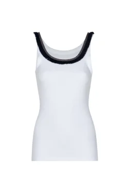 Coco Hand Embroidered Tank Top in White