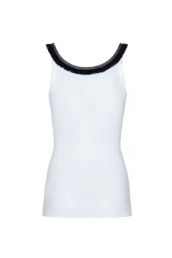 Coco Hand Embroidered Tank Top in White