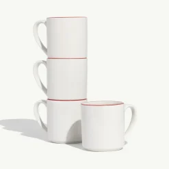 Coffee Mugs in Red Rim