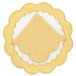 Colette Linen Placemats and Napkins, Set of 12 in Yellow