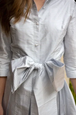 Collared Cocktail Dress in Seaside Stripe