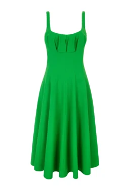 Collins Dress In Fresh Green Single Wool Crepe