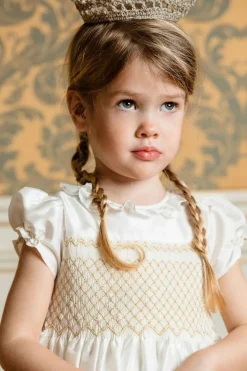 Colombe Gold Silk Ceremony Girl Dress