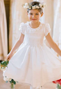 Colombe White Silk Ceremony Girl Dress