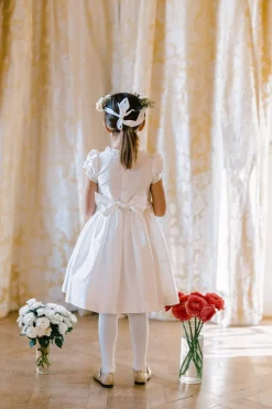 Colombe White Silk Ceremony Girl Dress