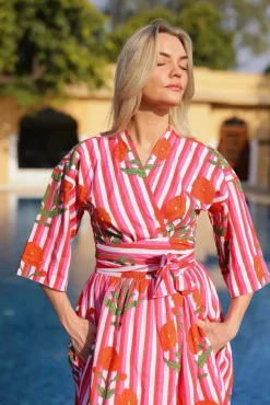 Como Floral Wrap Dress in Red & Pink