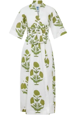 Como Floral Wrap Dress in Green Flower