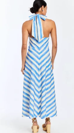 Copacabana Halter Dress in Santorini Stripe
