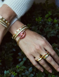 Coral and Diamond Bangle