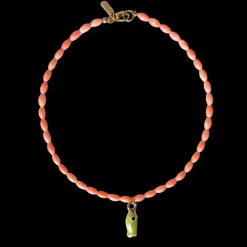 Coral Beaded Fish Necklace